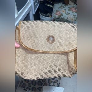 Gucci Beige Metallic Monogram Shoulder Bag